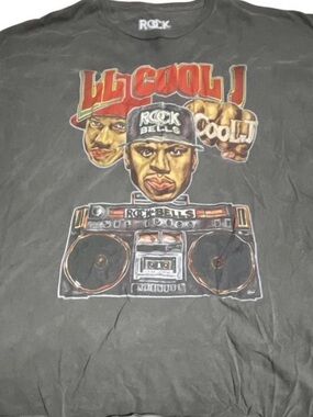 LL Cool J Graphic Tee with Rock Bells Logo - Charcoal